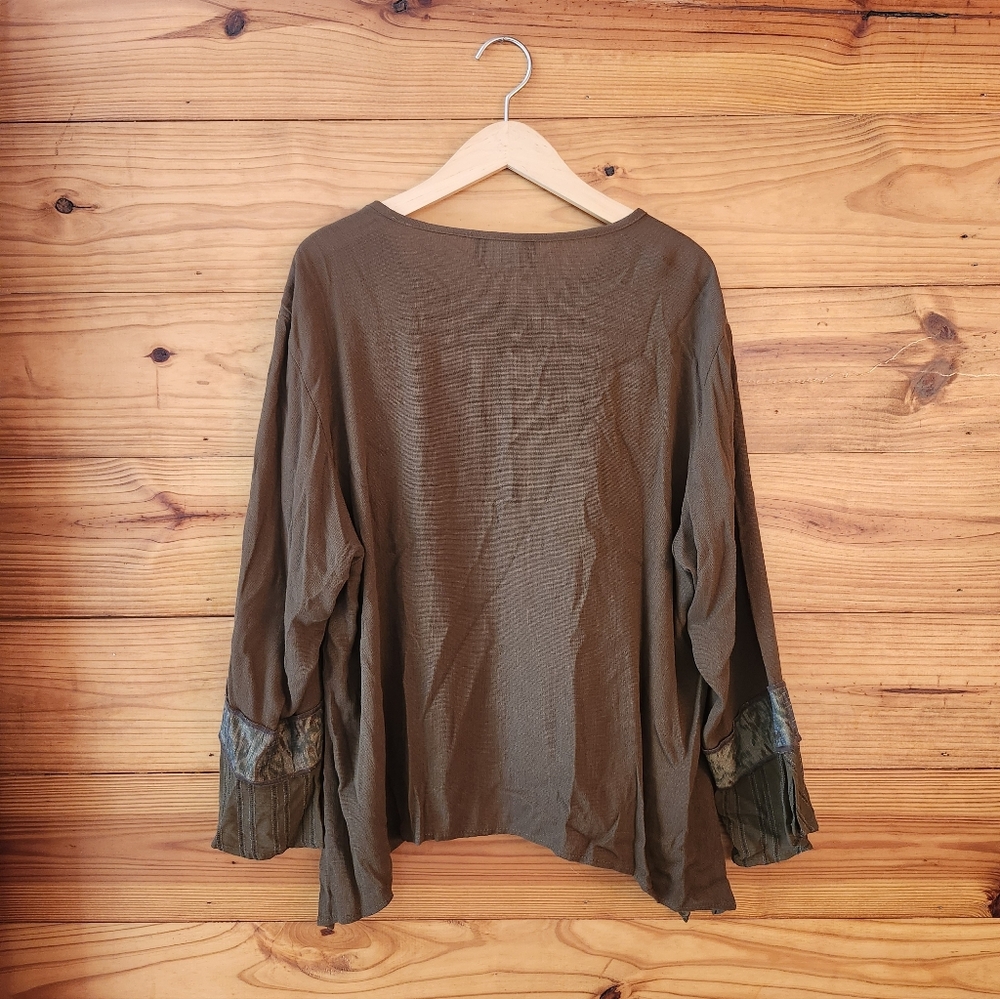 Vintage Spencer Alexis Womens Top XL Brown Rayon Silk Blend Fairy Whimsy 90s - Picture 5 of 9